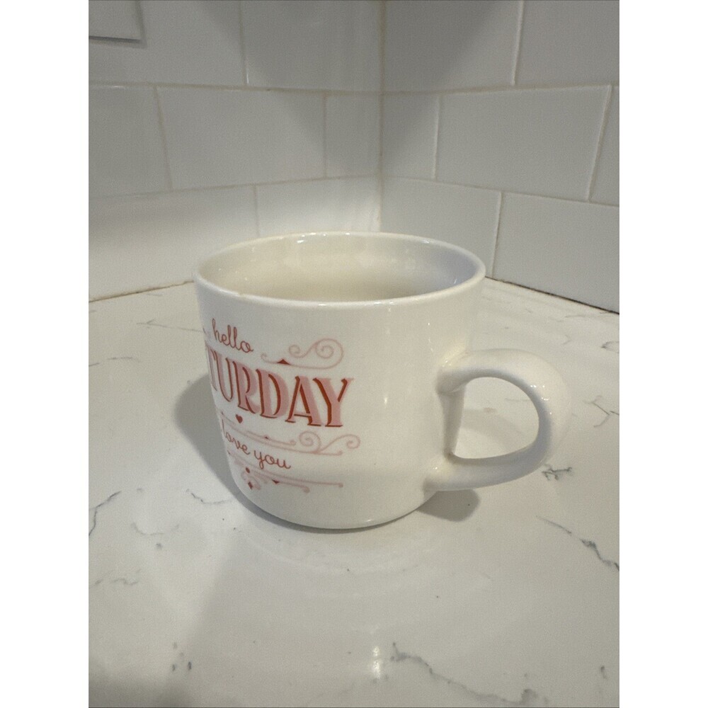 Hello Saturday I Love You Pink Opalhouse Stoneware 16 oz Coffee Mug from Target - Picture 3 of 10
